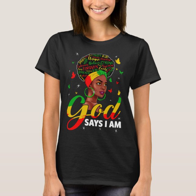 Camiseta God Says I Am Black Melanin History Month Pride Bl (Frente)