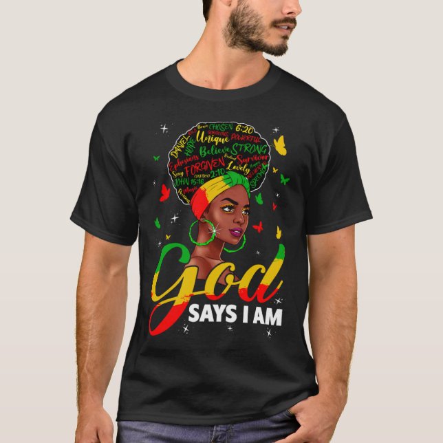 Camiseta God Says I Am Black Melanin History Month Pride Bl (Frente)