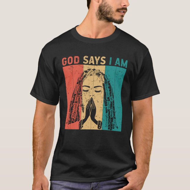 Camiseta God says i am Locd rastafarian rasta dreadlocks (Frente)