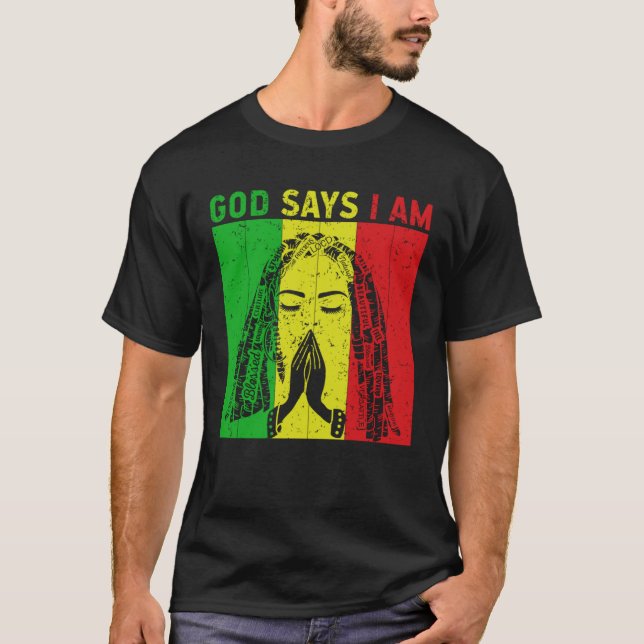 Camiseta God says i am Locd rastafarian rasta dreadlocks  2 (Frente)