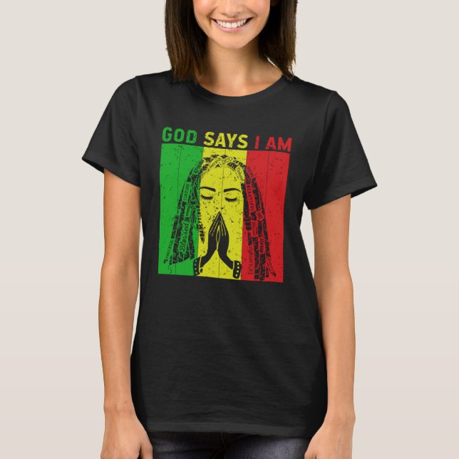 Camiseta God says i am Locd rastafarian rasta dreadlocks  2 (Frente)