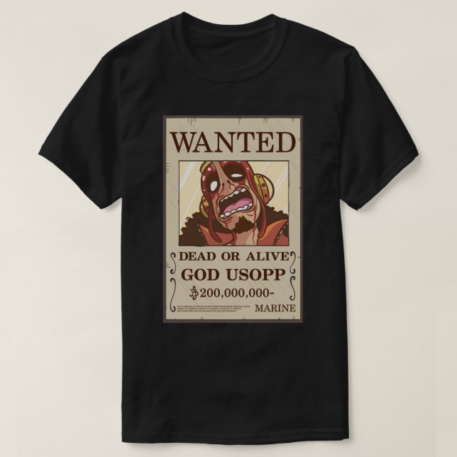 Camiseta God Usopp Wanted Poster 1 (Frente do Design)