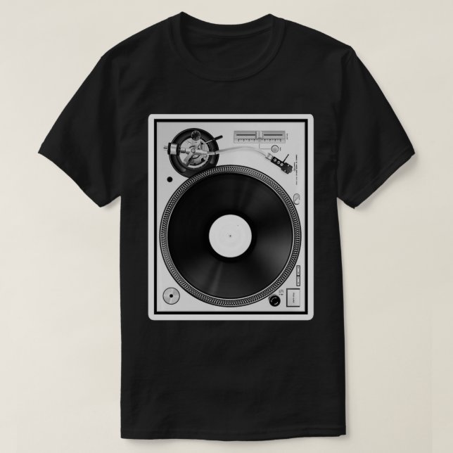 Camiseta Goddad Turntables DJ Vinyl Record Turntables (Frente do Design)