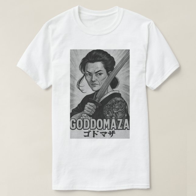 CAMISETA GODDOMAZA SAMURAI BW POSTER (Frente do Design)