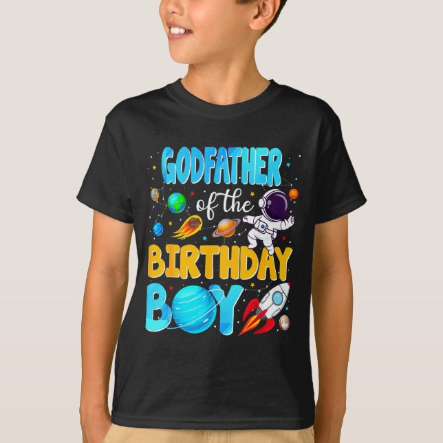 Camiseta Godfather Of The Birthday Boy Space Astronaut 1st  (Frente)
