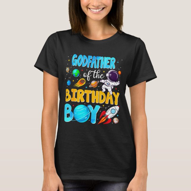 Camiseta Godfather Of The Birthday Boy Space Astronaut 1st  (Frente)