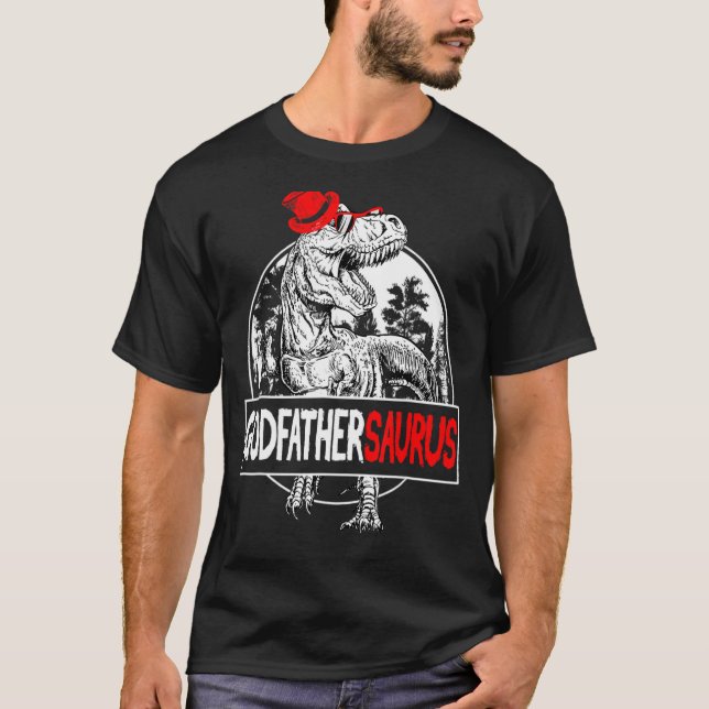Camiseta Godfathersaurus T rex Dinossauro Padrinho (Frente)