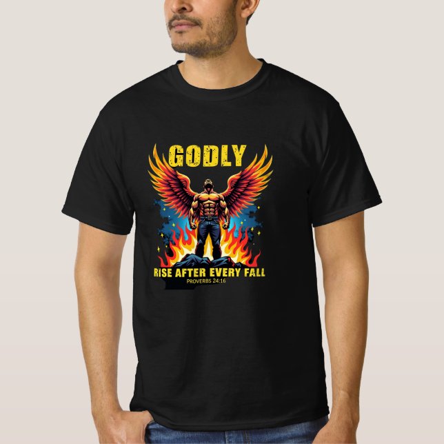 Camiseta Godly Rise - Guerreiro Mão-de-Fogo (Provérbios 24: (Frente)