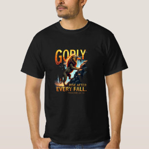 Camiseta Godly Rise - Lion Escalbing Rock (Proverbs 24:16)