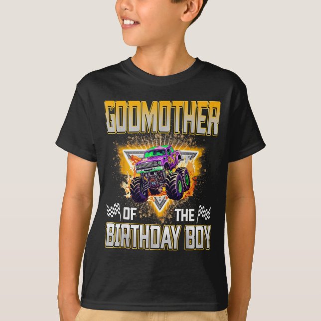 Camiseta Godmother Of The Birthday Boy Monster Truck Birthd (Frente)