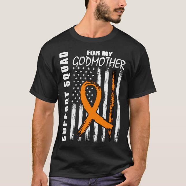 Camiseta Godmother Support Squad Leukemia Awareness USA Fla (Frente)