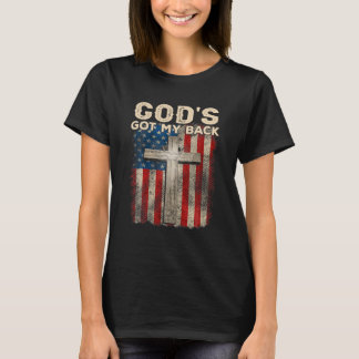 Camiseta God's Got My Back, America Flag Cross, Christian O