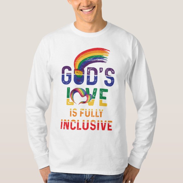 Camiseta God's Love Is Fully Inclusive LGBTQ Ally Gay Pride (Frente)