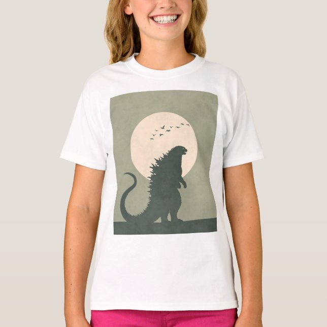 Camiseta Godzilla Minimalista Lua | Silhueta Ousada de Kaij (Frente)
