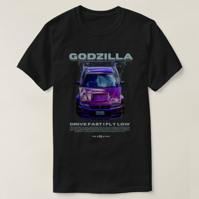 CAMISETA GODZILLA R34 | T-SHIRT BLACK (Frente do Design)