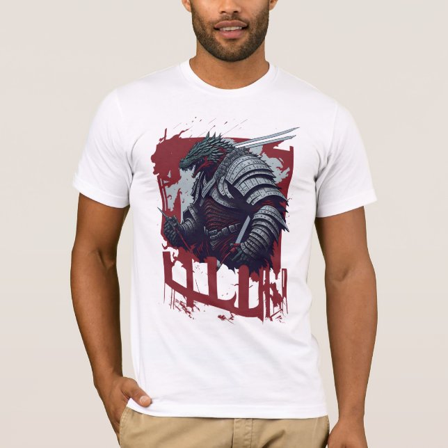Camiseta Godzilla Samurai Warrior em Samurai Armor (Frente)