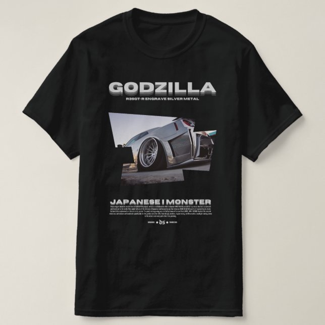 CAMISETA GODZILLA SILVER METAL | T-SHIRT BLACK (Frente do Design)