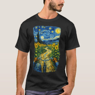 Camiseta Gogh andando de bicicleta engraçada arte bicicleta