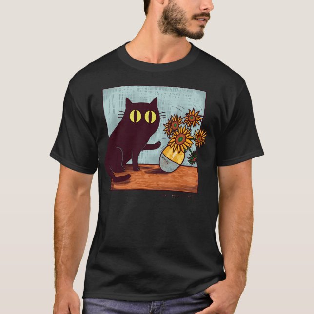 Camiseta Gogh Cats E Flor (Frente)