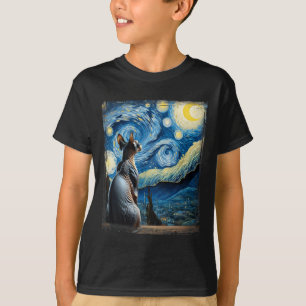 Camiseta Gogh Starry Night Style Artístico Sphynx Cat