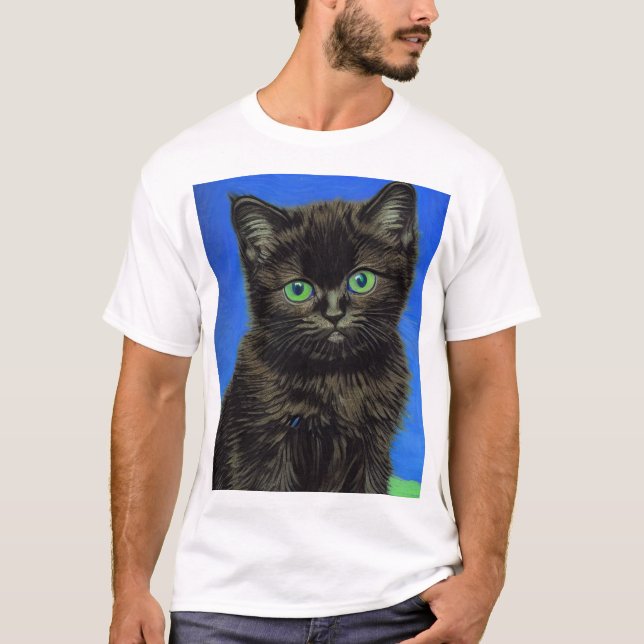 Camiseta Gogh Style Black Kitten (Frente)
