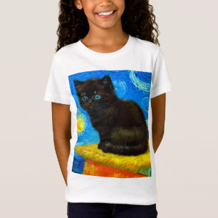 Camiseta Gogh Style Starry Night Cat