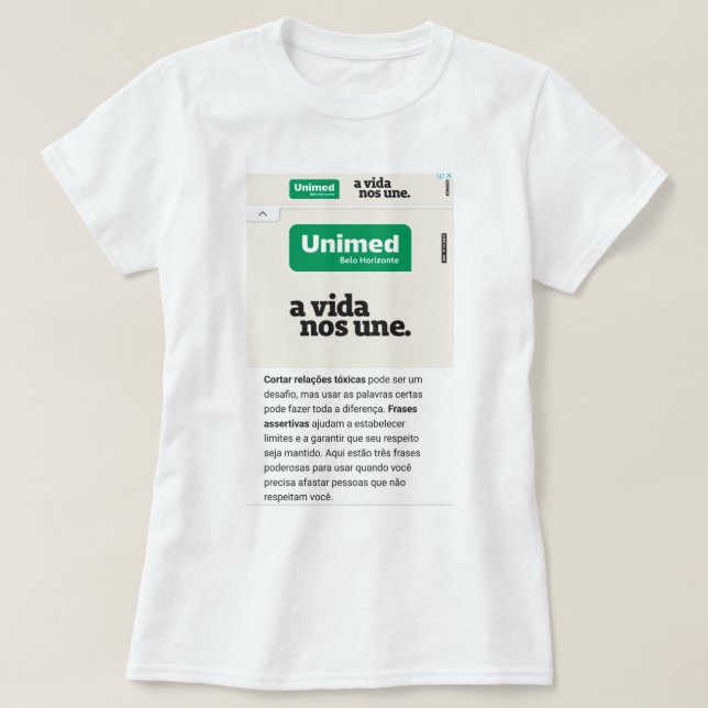 Camiseta gola canoa Feminina simples  (Frente do Design)