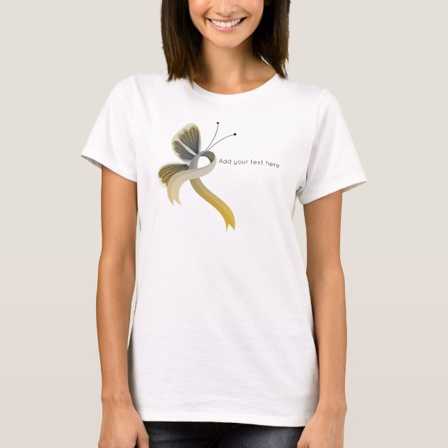 Camiseta Gold and Silver Awareness Ribbon Butterfly T-Shirt (Frente)
