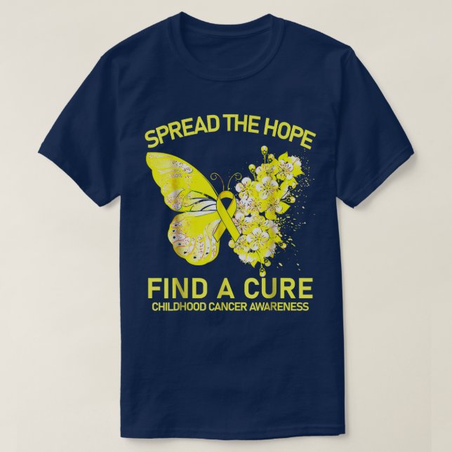 Camiseta Gold Butterfly Spread The Hope Find A Cure Childho (Frente do Design)
