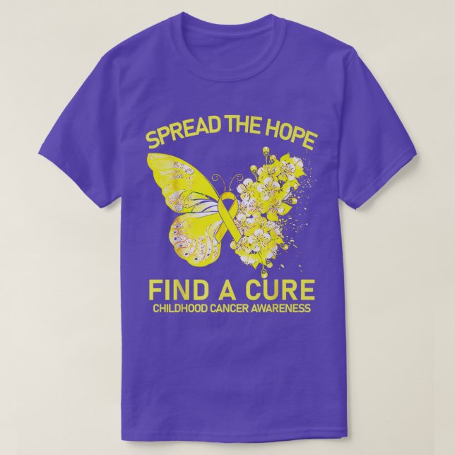 Camiseta Gold Butterfly Spread The Hope Find A Cure Childho (Frente do Design)