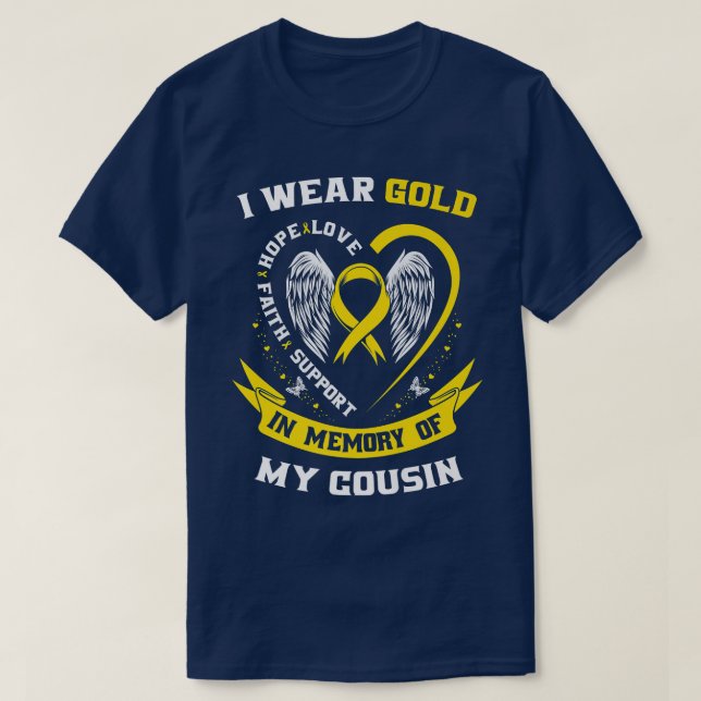 Camiseta Gold Childhood Cancer Awareness Items Cousin Men W (Frente do Design)