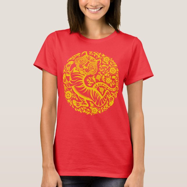 Camiseta Gold Chinese New Year Tiger T-Shirt (Frente)