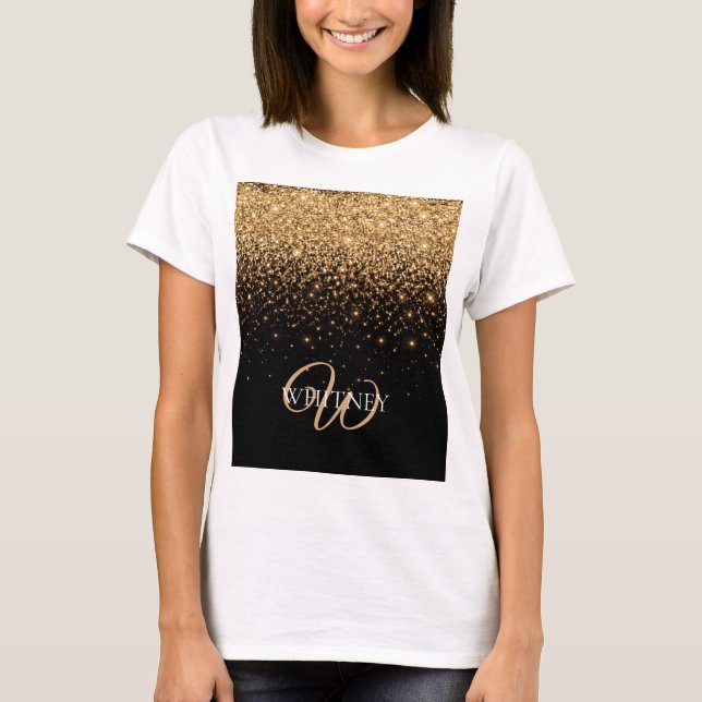 Camiseta Gold Glitter Sparkle Elegant Luxury Texture        (Frente)