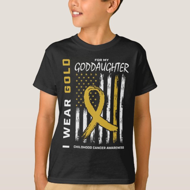 Camiseta Gold Goddaughter Childhood Cancer Awareness Americ (Frente)