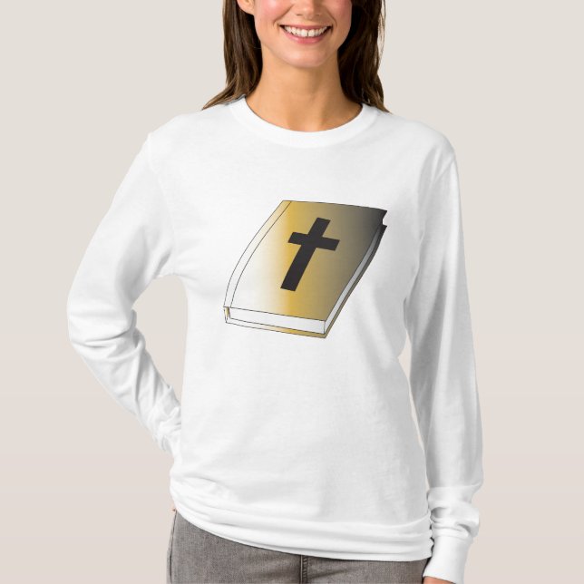 Camiseta Gold Holy Bible with Black Cross Religious (Frente)