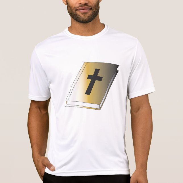 Camiseta Gold Holy Bible with Black Cross Religious (Frente)