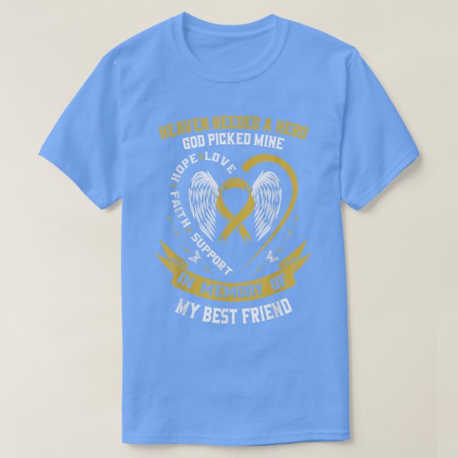 Camiseta Gold In Memory of my Best Friend Childhood Cancer  (Frente do Design)