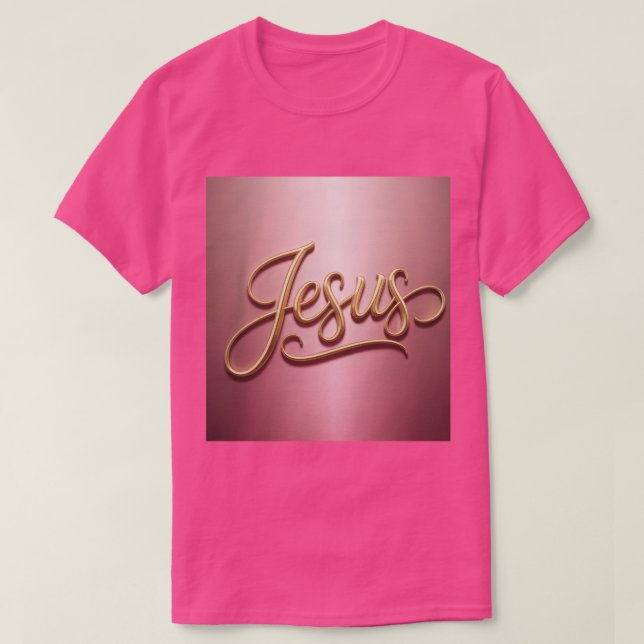 Camiseta Gold Jesus Script Pink Basic Men's T-Shirt (Frente do Design)