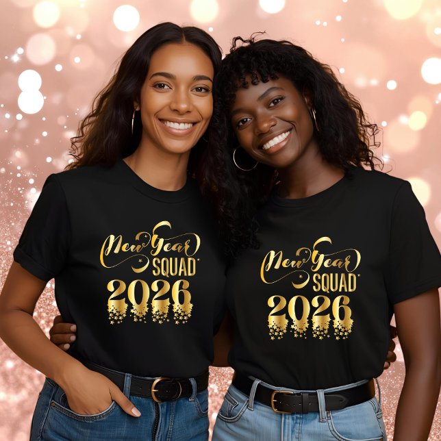 Camiseta Gold New Year Squad Happy New Year 2026 (Criador carregado)