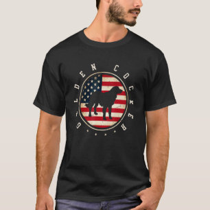 Camiseta Golden Cocker Retriever Bandeira Dos EUA 4 De Julh