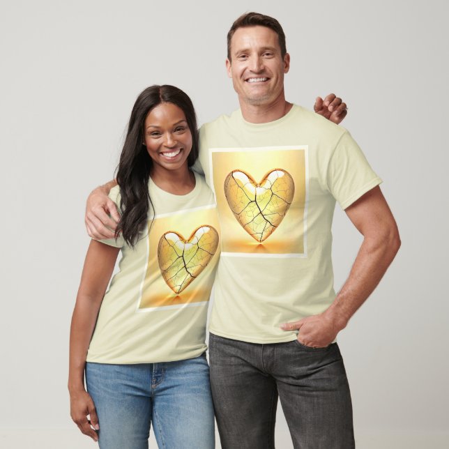 Camiseta Golden Cracked Heart Art (Unissex)