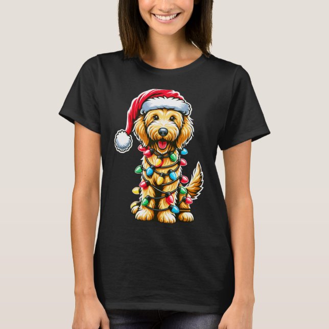 Camiseta Golden Doodle Christmas Tree Xmas Dog Pajamas Gold (Frente)