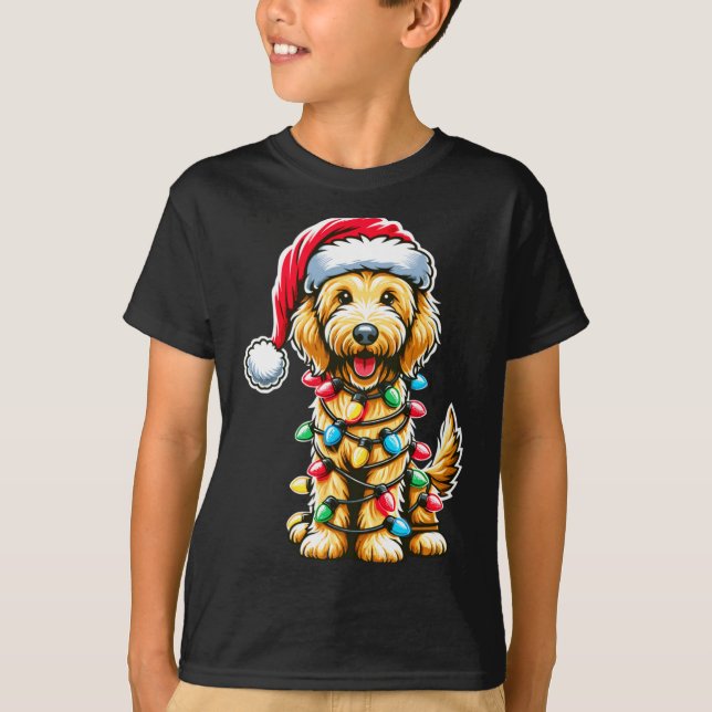 Camiseta Golden Doodle Christmas Tree Xmas Dog Pajamas Gold (Frente)