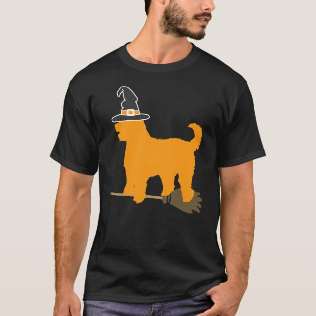 Camiseta Golden Doodle Dog Halloween Witch (Frente)