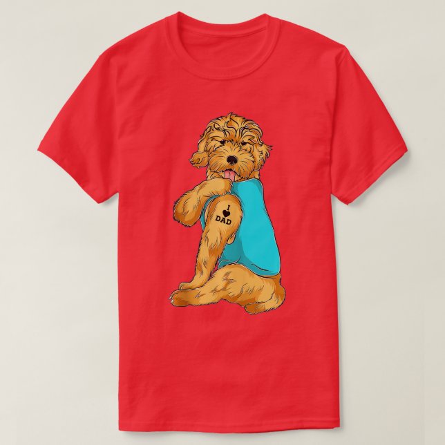Camiseta Golden Doodle I Love Dad Tattoo Apparel, Dog Dad G (Frente do Design)