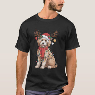 Camiseta Golden Doodle Reindeer Magnífico Natal Árvore 