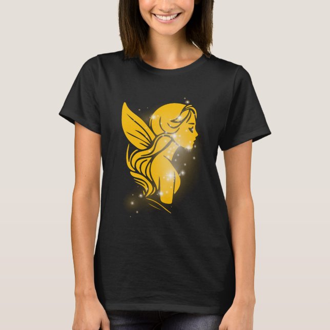 Camiseta Golden Fairy Profile – Soft Spirit Ethereal Art (Frente)