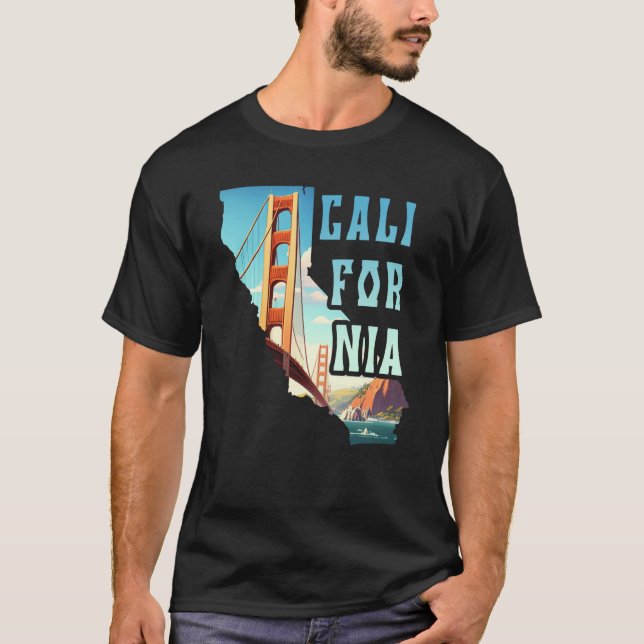 Camiseta Golden Gate Bridge Souvenir San Francisco Map of C (Frente)