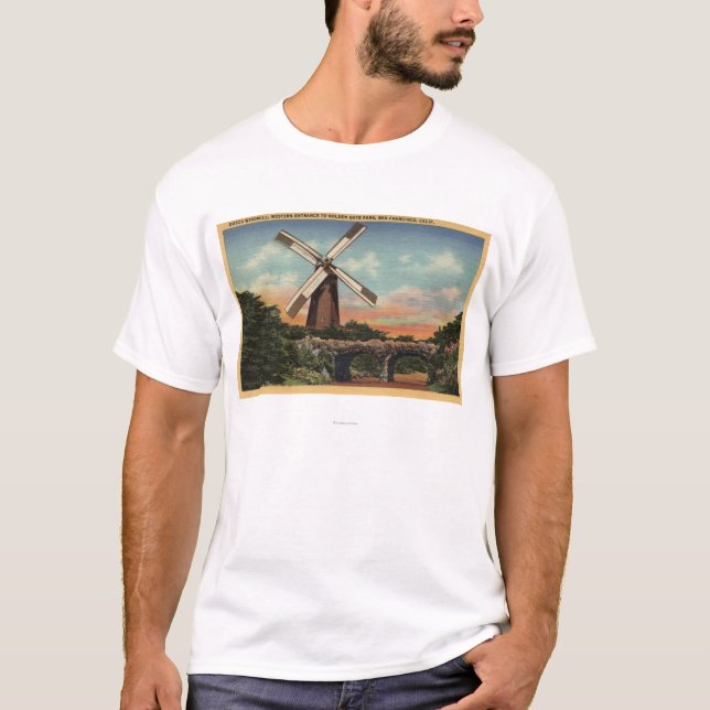 Camiseta Golden Gate Park, o moinho de vento holandês (Frente)