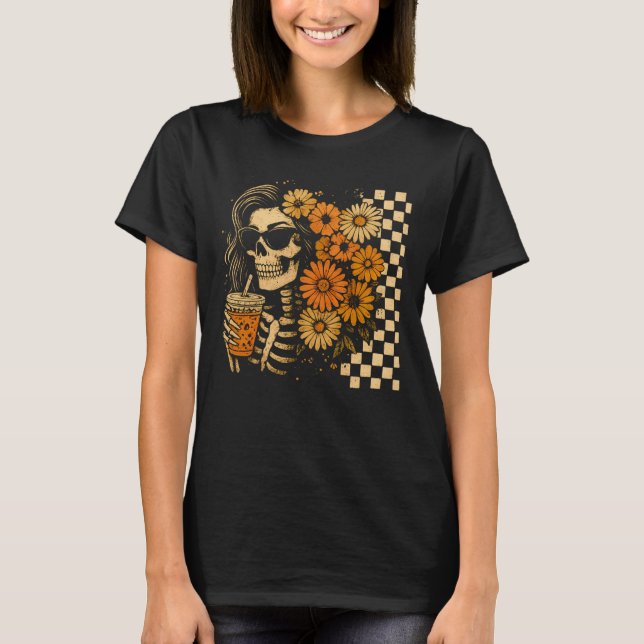Camiseta Golden Hour Skull & Daisy Delight (Frente)